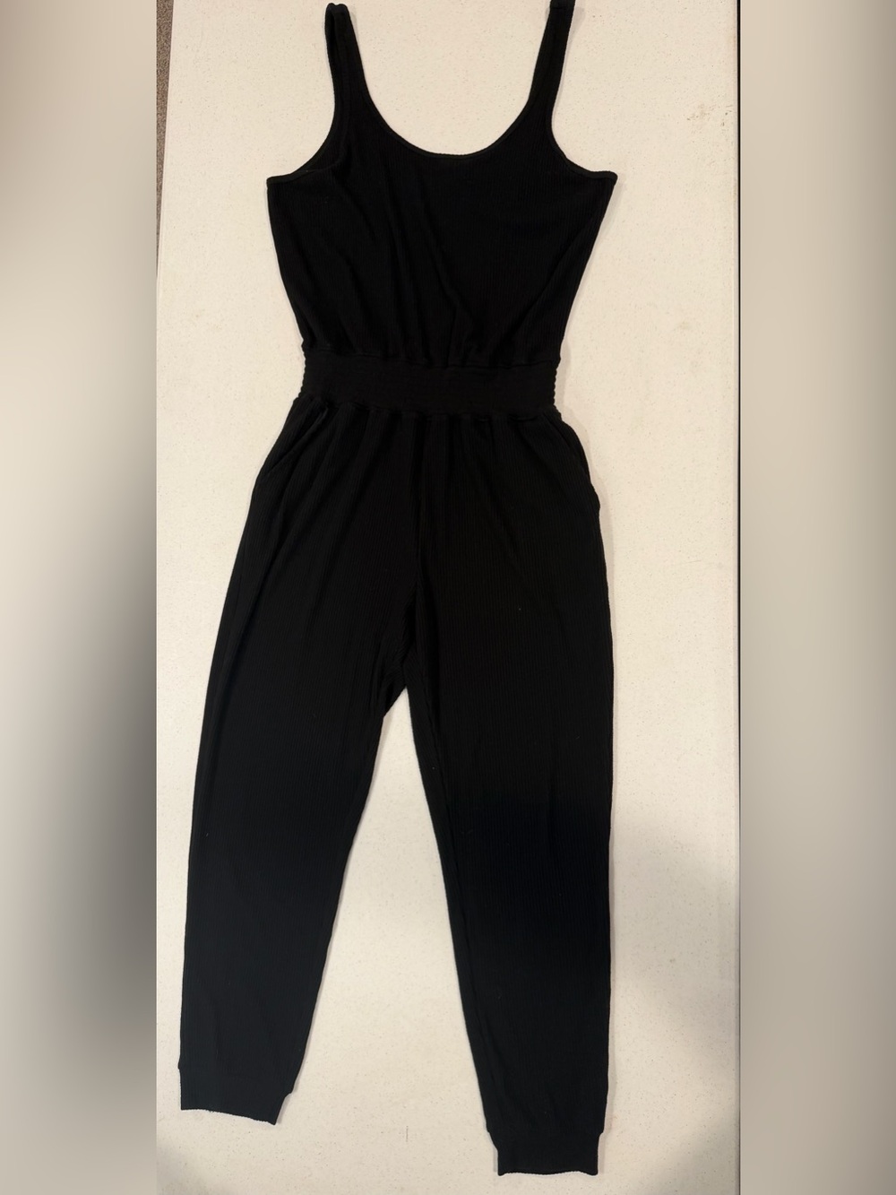 Spiritual Gangster Black Ribbed Tank Jumpsuit
